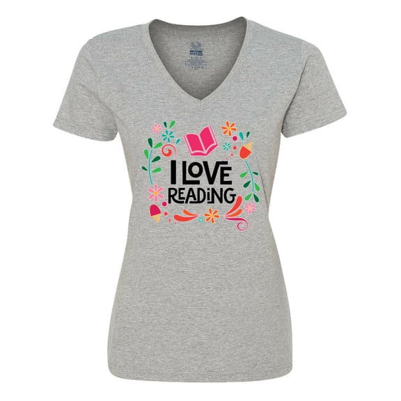 Inktastic Book Lover I Love Reading Women's V-Neck T-Shirt