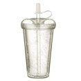 thumbnail image 1 of Vaso, vaso doble pajita, vaso para zumo de café, 420 ml con tapa y pajita, botella de agua reutilizable (gris), 1 of 5