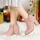thumbnail image 2 of Botines de tacón alto grueso Allegra K Mujer Rosa Polvo 38, 2 of 7