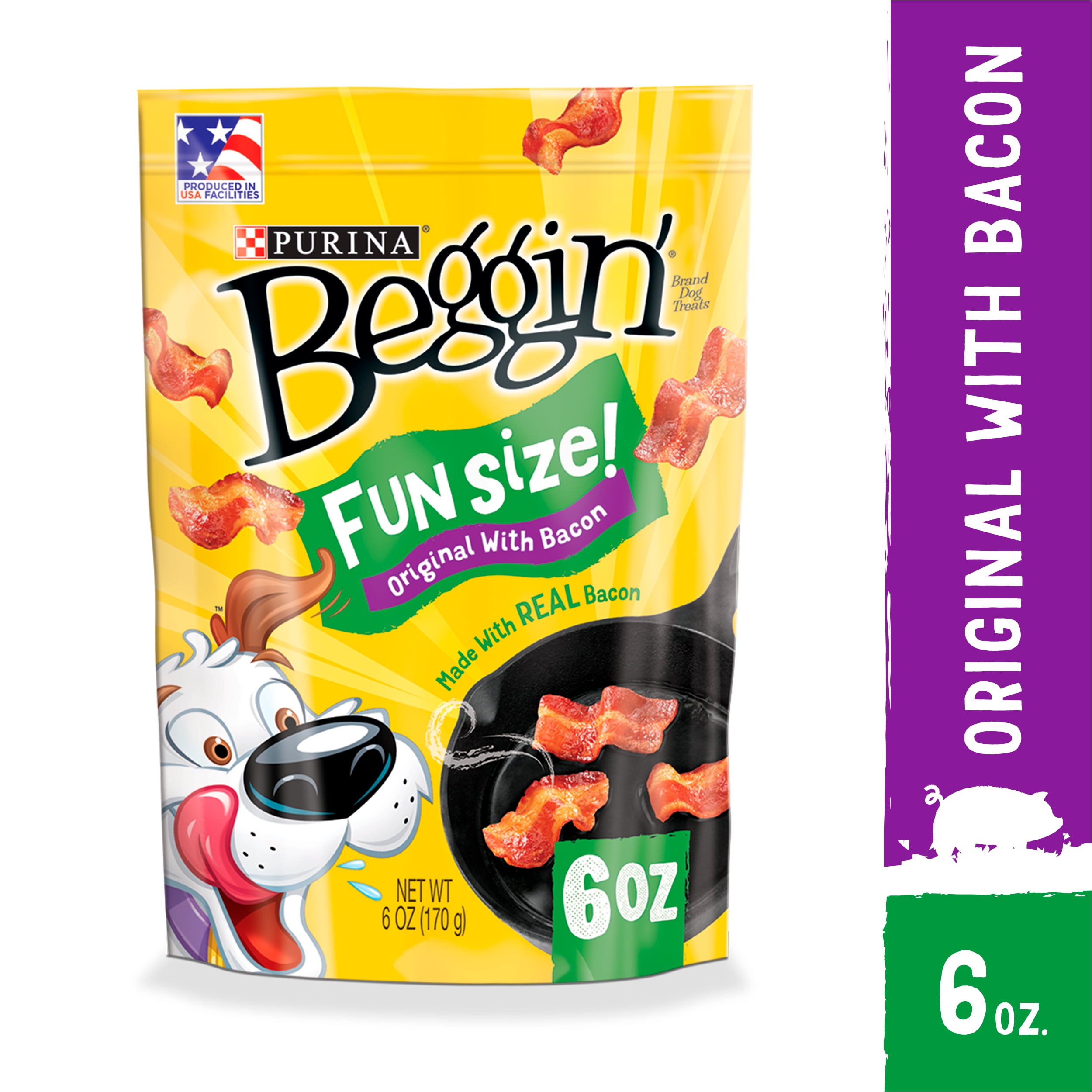 Purina Beggin' Real Meat Dog Treats, Fun Size Original With Bacon 6