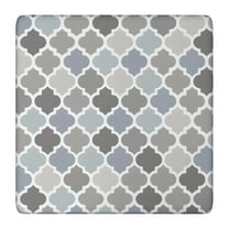 Blue Quatrefoil Geometric Pattern Square Fitted Tablecloth with Elastic Edge,Square Table Cover,Washable Elastic Table Cover for Home Kitchen Party Decor 36"x36"