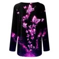 thumbnail image 4 of Betiyuaoe T-Shirts pour Femmes Hauts Décontractés Amples Confortables Imprimé Col Rond Manches Longues T-Shirt Haut, 4 of 5