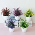 thumbnail image 3 of ZHANQUNE Artificial Potted Plants Small Fake Plants in White Pot, Green Artificial Plants for Home Desk Decor, Low Maintenance Shelf Decor for Living Room Office Bathroom, 3 of 3