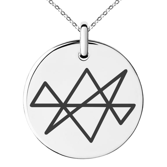 Tioneer Stainless Steel Reiki Midas Star Prosperity Engraved Small Medallion Circle Charm Pendant Necklace