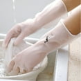 thumbnail image 4 of Cleaning Gloves Durable Rubber Waterproof Glove for Home Kitchen (Size L, Flamingo Pattern), 4 of 9