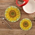 thumbnail image 4 of 2 Pcs Hand Drawn Realistic Vintage Sunflower Round Woven Pot Holders Trivets Set, Cotton Coasters Placemats for Cooking Baking Hot Dish Pan Pot Bowl Teapot, 9.45 In + 7 In, 4 of 5