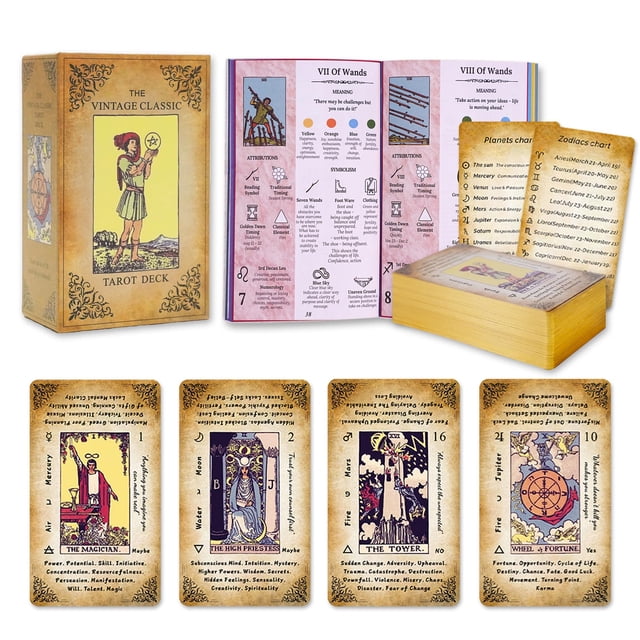 Cartas de tarot Qymagicz Vintage Classic con guía para principiantes