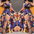 thumbnail image 2 of Prolriy Robes Printemps Été pour Femmes 2025 Robe de Soirée Col en V Haute Mode Sans Manches Maxi Robe d'Été Imprimée Fendue Robe d'Été pour Femmes, Robes Jaunes pour Femmes, 2 of 6