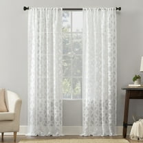 No. 918 Yvette Trellis Jacquard Sheer Rod Pocket Curtain Panel, 52" x 84"