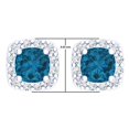 thumbnail image 2 of Dazzlingrock Collection 10K 6 MM Each Cushion Blue Topaz & Round Diamond Ladies Square Frame Stud Earrings, White Gold, 2 of 3