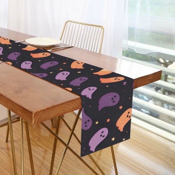 Yayeee Table Runner 70 inches Long Home Kitchen Dinning Party Decoration, Halloween Purple Ghosts