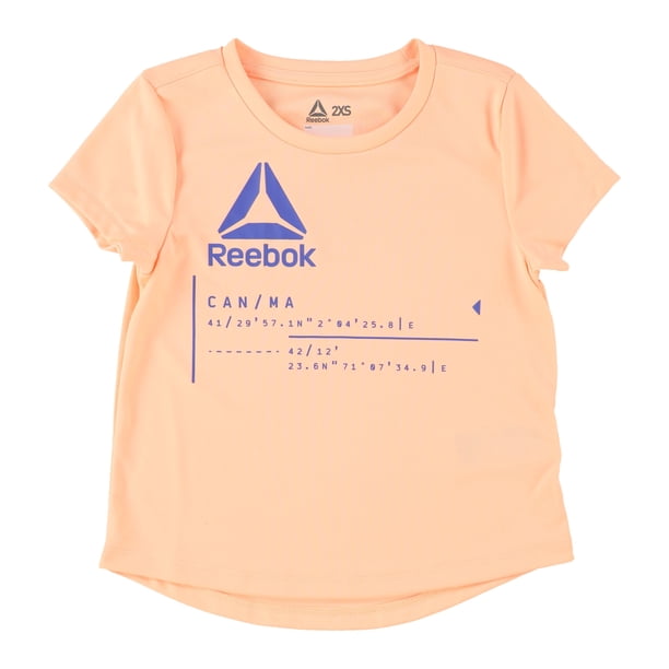 Camiseta gráfica con logotipo de Reebok para niñas, naranja, XXS