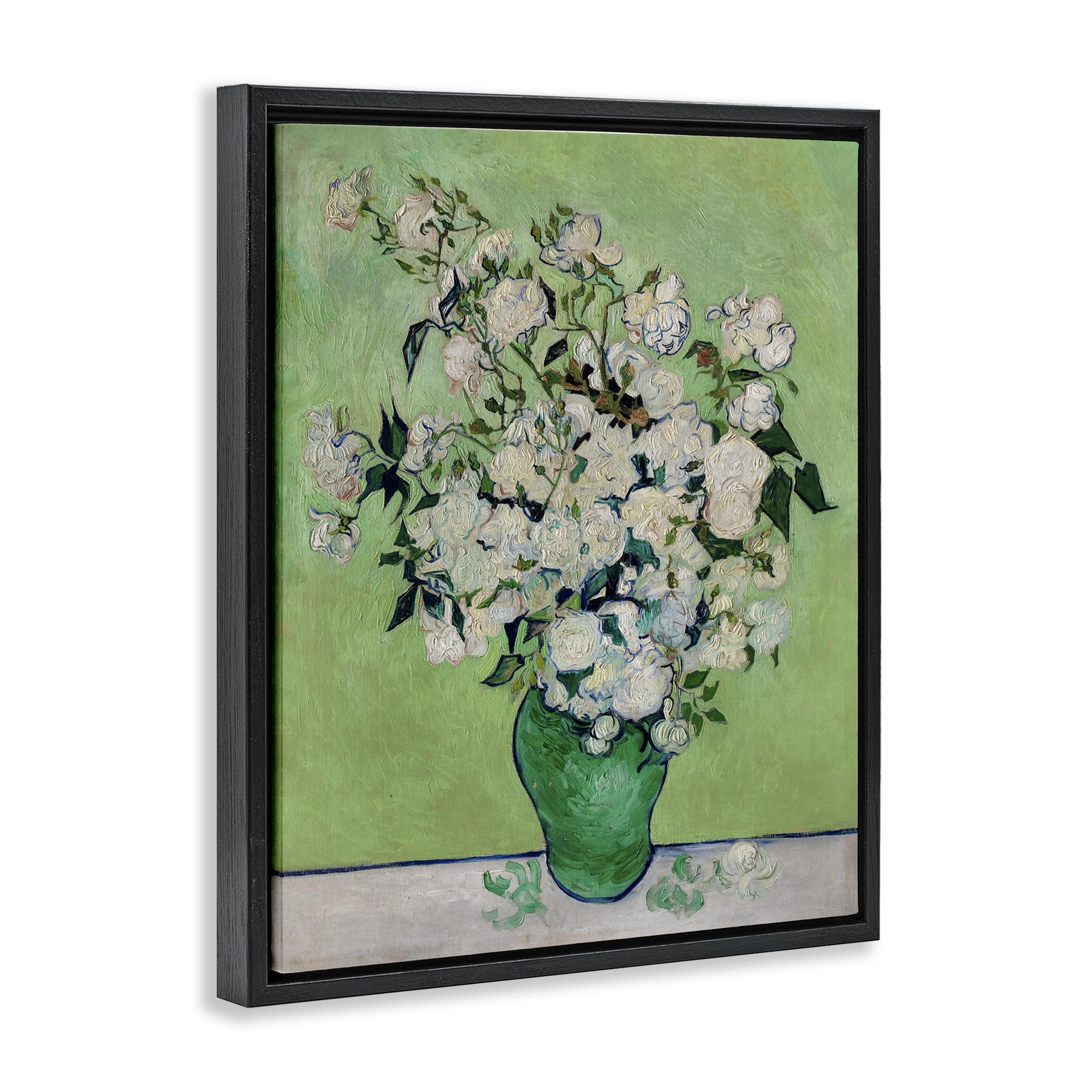 Stupell Industries Van Gogh Roses Botanical & Floral Painting Black Floater Framed Art Print Wall Art, 25 x 31