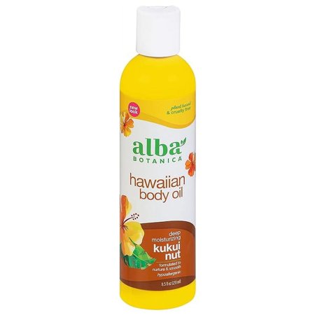 Alba Botanica Hawaiian Body Oil, Deep Moisturizing Kukui Nut, 8.5 Oz