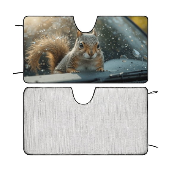 Funny Squirrel Windshield Sun Shade for Car SUV Truck, Car Sun Shade Windshield, Car Shades for Front Windows, Sunshade for Car Windshield, Protector Blocks UV 51"x28"