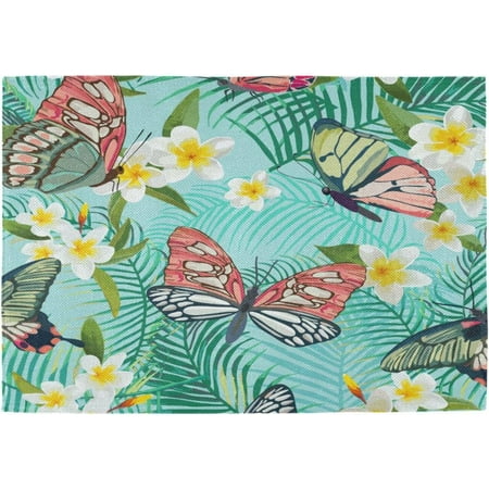 

Hidove Placemats Set of 6 Tropical Flower Butterfly Heat-Resistant Non-Slip Double Sided Washable Kitchen Dining Table Mats for Kitchen Table Decoration 12 x 18 Inch