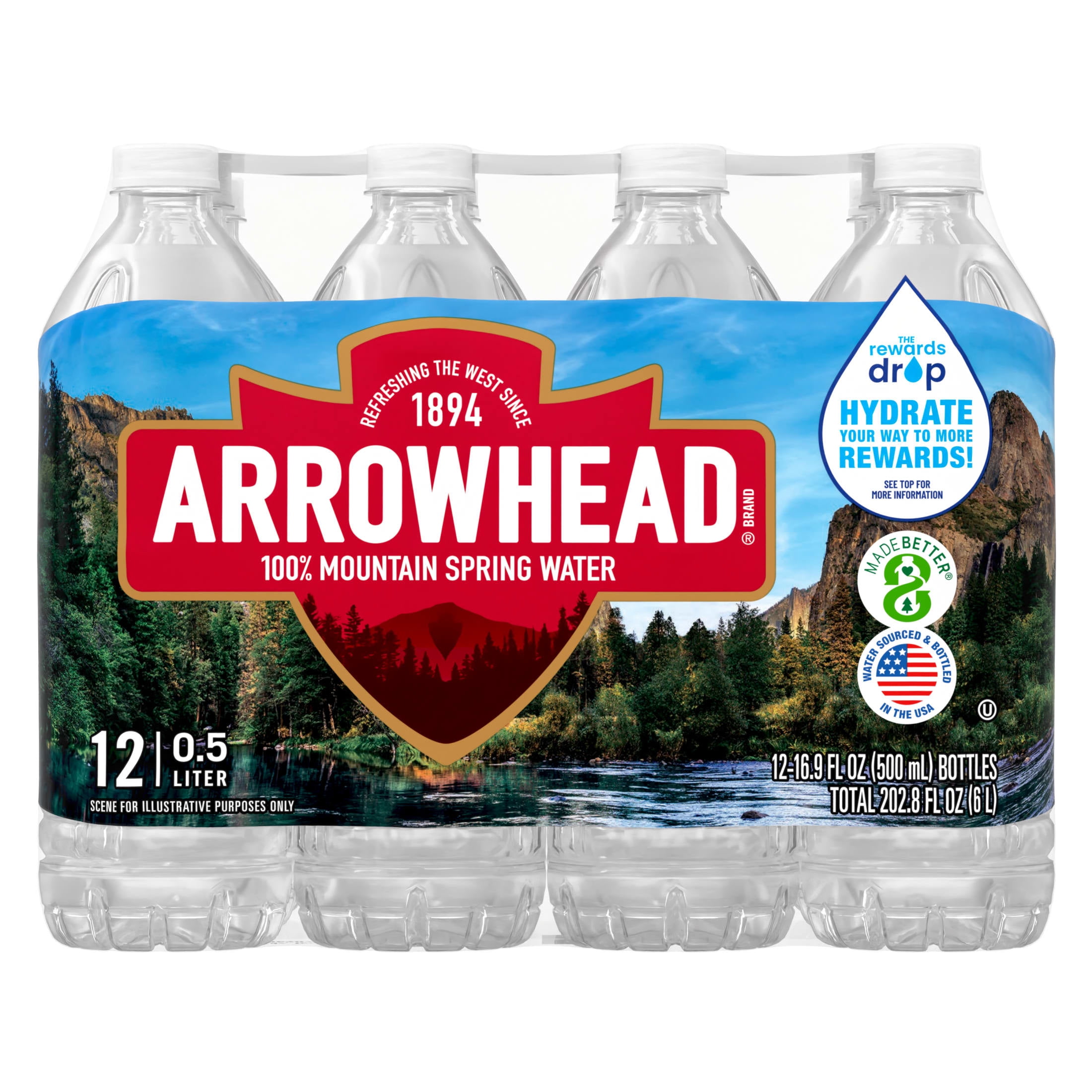 (2 pack) Arrowhead Mountain Spring Water, 16.9 fl oz, 12-pack Plastic Bottles