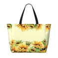 thumbnail image 2 of KLL Sunflowers On A Yellow Background Print Large Beach Tote Bag Women Waterproof Sandproof Zipper Beach Tote Bag for Pool Gym Grocery Travel with Wet Pocket, 2 of 7