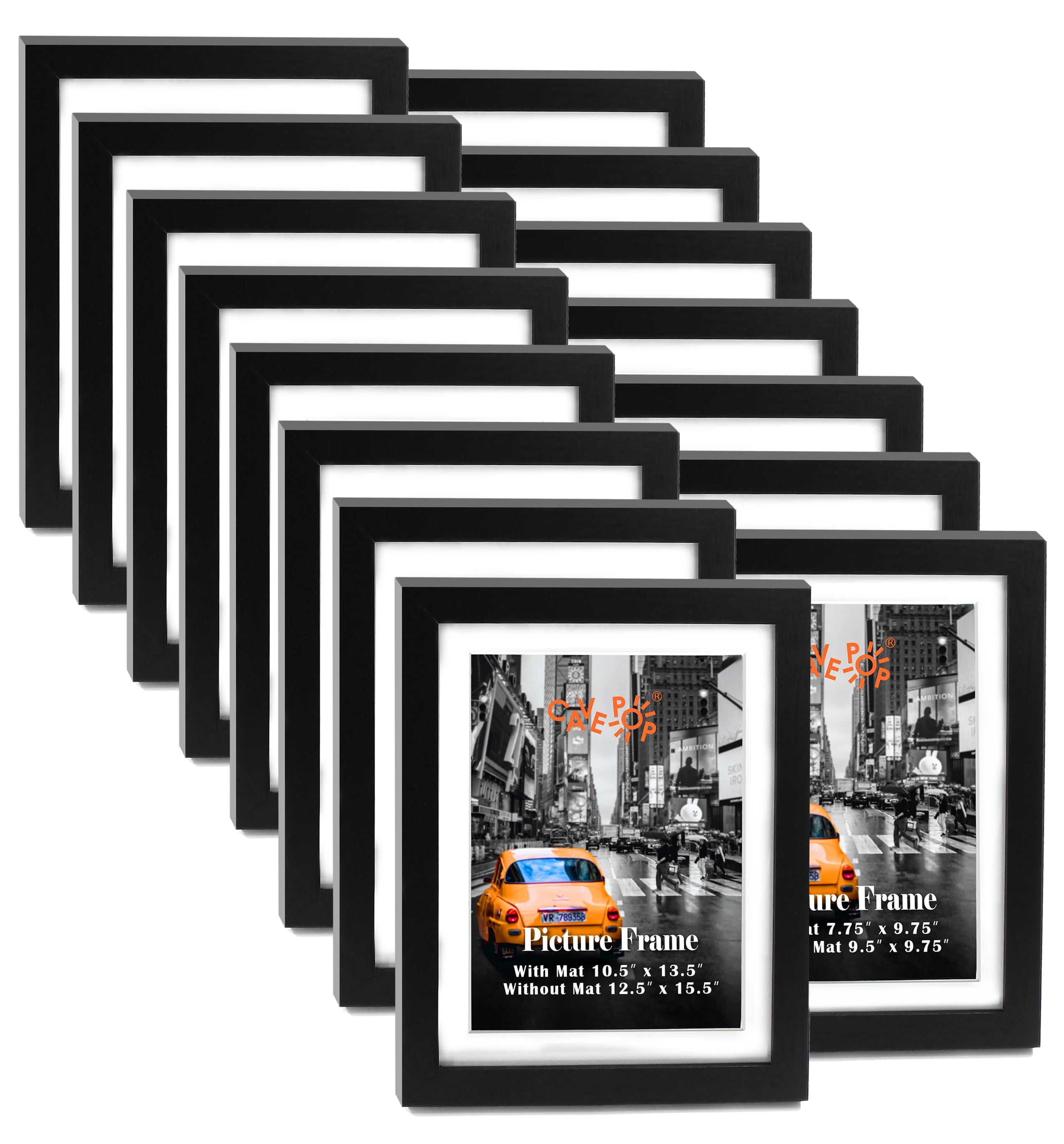 Cavepop Set Of 15 8x10 Black Wood Picture Frames With White Mat Walmart Com Walmart Com