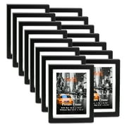 Cavepop Set of 15 - 8x10 Black Wood Picture Frames with White Mat