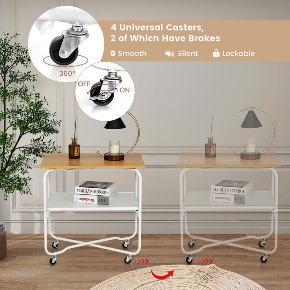 Finihen End Table, 2-Tier End Table with Metal Storage Shelf and Foldable Frame, Sofa Side Table, Bed Side Table, for Living Room, Bedroom, Rustic Natural Finihen End Table, 2-Tier End Table with Metal Storage Shelf and Foldable Frame, Sofa Side Table, Bed Side Table, for Living Room, Bedroom, Rustic Natural