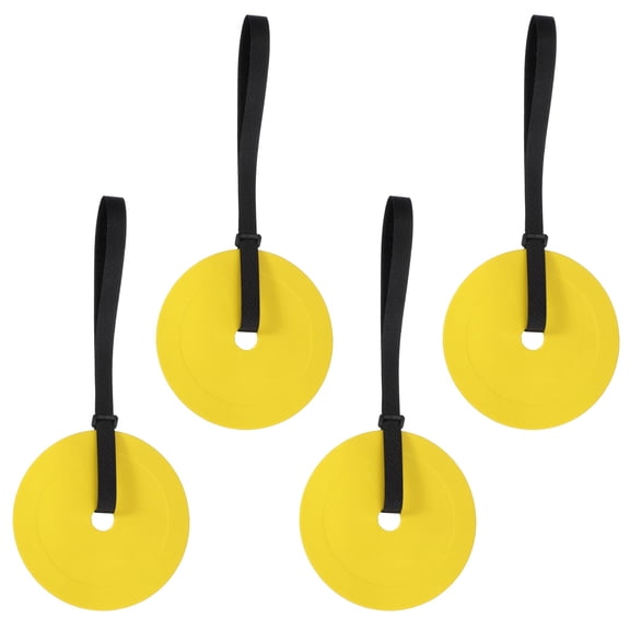 Uxcell Soccer Goal Target, Agility Hockey Shooting Goal Target Discs with 4 Straps Training Equipment, 4 Pcs & Rubber & Yellow -Fit For(Lacrosse Soccer Baseball