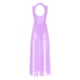 thumbnail image 4 of Rswnyirn Women Lyrical Dance Dress Sheer Mesh Tulle Maxi Long Skirt Modern Contemporary Dancewear Light Purple S, 4 of 6