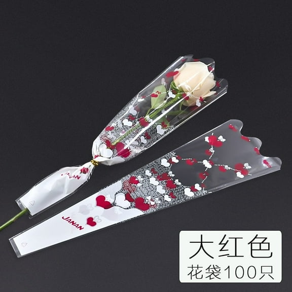 400pcs Clear Plastic Flower Sleeves for Bouquets - Transparent Rose Packaging Bags for Floral Arrangements and Valentine’s Day