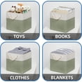 thumbnail image 4 of Cube Storage Baskets for Shelves 12 Inch Storage Cubes 4pack Fabric Storage Baskets for Organizing Clothes, Closet Baskets with Rope Handles for Home (White&Green), 4 of 7