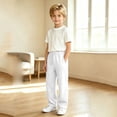 thumbnail image 5 of WhouRiu Boys Casual Jogger Pants Solid Color Drawstring Waist Baggy Wide Leg Sweatpants Kids Autumn Comfortable Trousers With Pockets,9-10 Years, 5 of 8