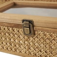 thumbnail image 5 of DecMode Handmade Woven Rattan Brown Rattan Decorative Box with Glass Tops and Bronze Latches, 2 Count, 5 of 10