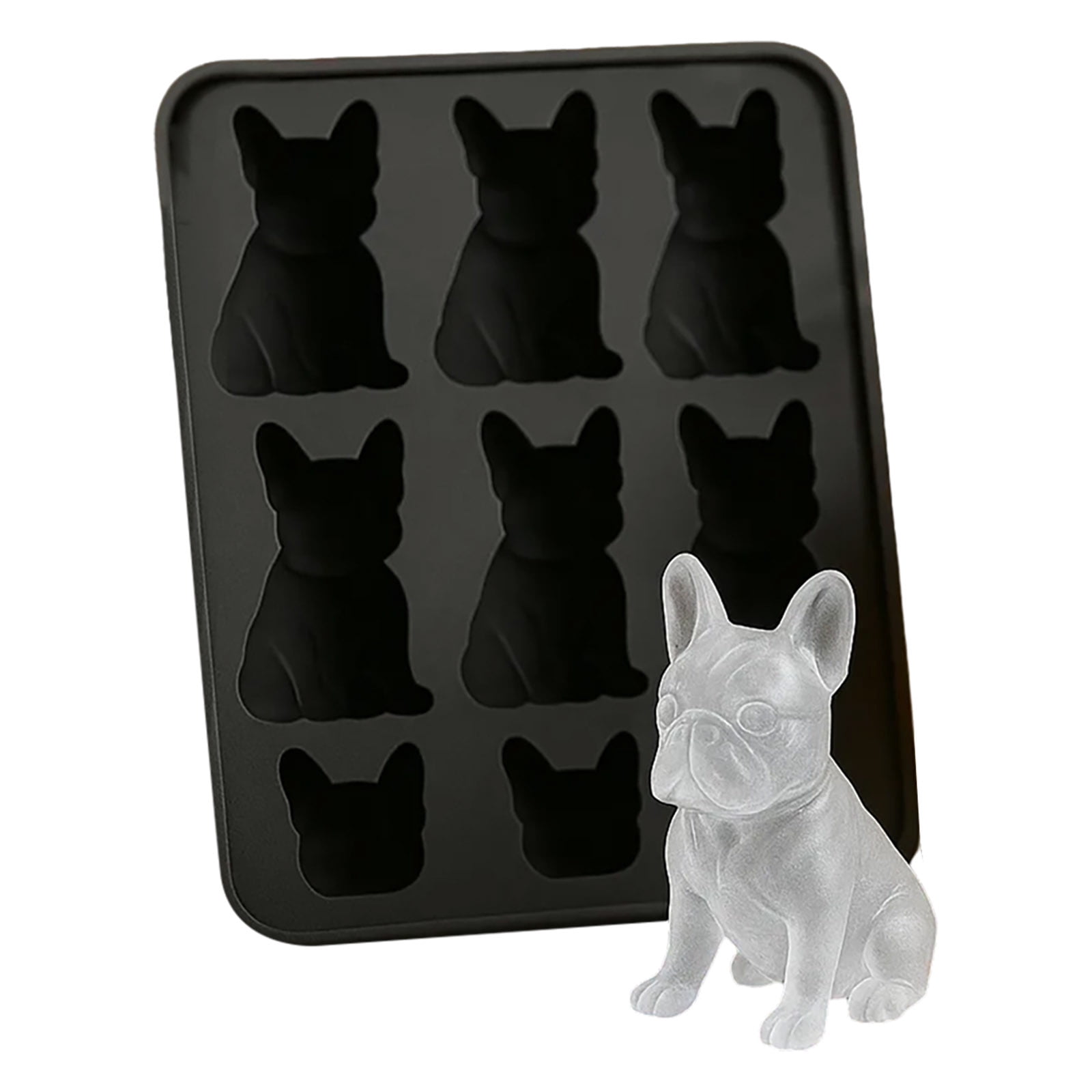 French Bulldog Ice Mold - 3D Silicone Dog Shape Ice Tray, 9 Hole Molds with Homemade Drink Decoration, Fun Cute Novelty Animal Shape 3D Popsicle Molds for Bulldog Lover, Whiskey Party Drinks