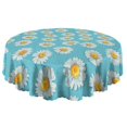 thumbnail image 5 of Round Tablecloth Floral 60 Inch Table Cover Daisy Print Wrinkle Free Kitchen Dining, 5 of 5