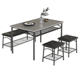 thumbnail image 1 of Yeshouse Juego de mesa de comedor de 4 piezas que ahorra espacio: metal y madera resistentes, banco y taburetes tapizados, estante de almacenamiento y cojines de poliuretano, 1 of 5