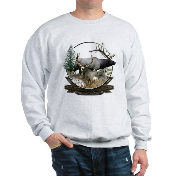 CafePress - Big Game Elk And Deer Sweatshirt - Crew Neck Sweatshirt