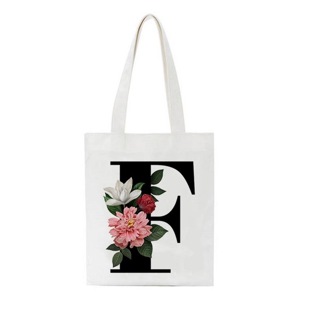 Bolsa de asas con inicial personalizada Regalo de acuarela floral para su carta Bolsa de tela Wmkox8yii HFSH58