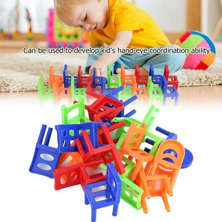 

Dioche 18pcs/ Set Mini Stacking Plastic Chair Toy Learning Intelligent Toys for Kid Stacking Chair Toy