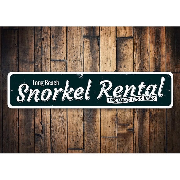 Snorkel Rental Novelty Sign, Metal Wall Decor - 4x18 inches