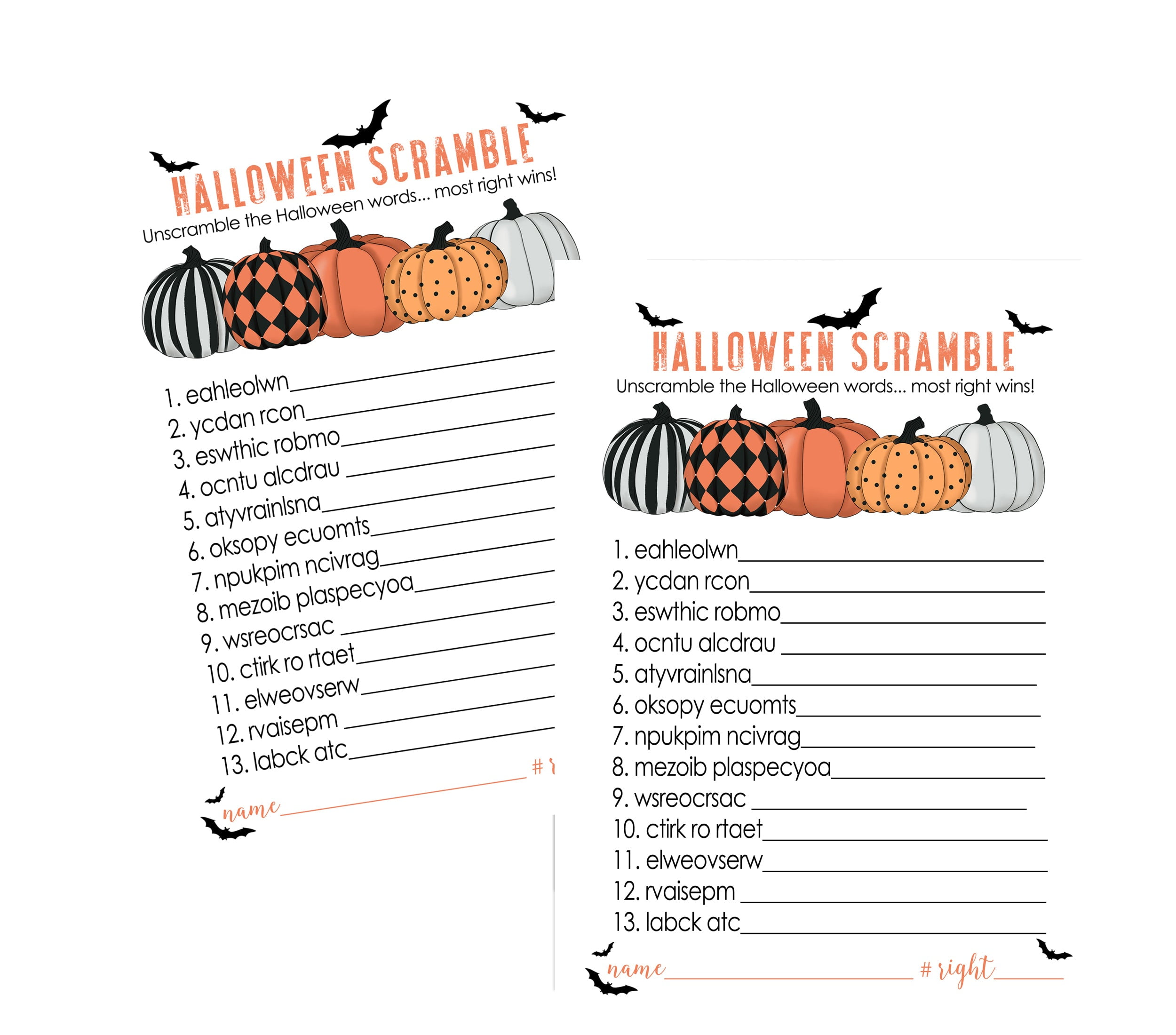 Bewitched Halloween Party Games Word Scramble (25 Pack) Unscramble ...