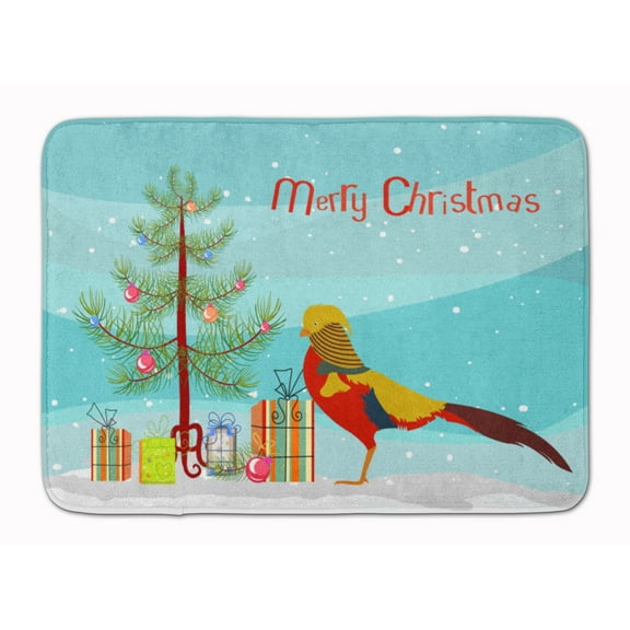 Carolines Treasures BB9295RUG Golden or Chinese Pheasant Christmas Machine Washable Memory Foam Mat Teal 19 X 27"