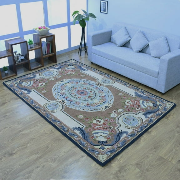 Rugsotic Carpets Hand Tufted Wool Eco-Friendly Area Rugs - 5'x8', Rectangle, Light Brown, Modern Contemporary Design, High Pile Handmade Anti Skid Rugs for Living Room, Bed Room (K00S05)