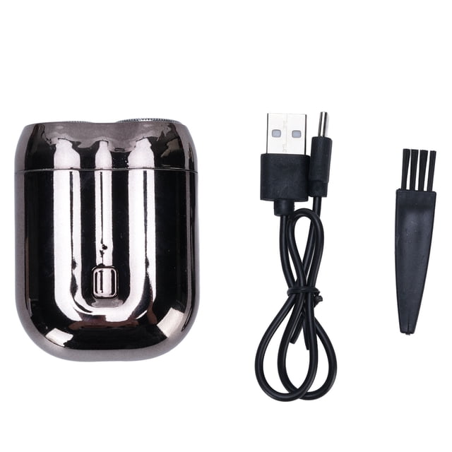 Silver Portable Electric Beard Trimmer - Dual Blade Shaving System, Full Body Washable, Anti-Slip Handle, 1-Hour Quick Charge, Compact Mini Size for Travel & Daily Grooming, Lightweight ABS &