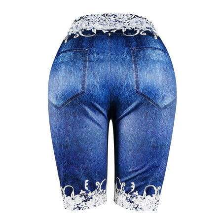 

Cathalem Biker Shorts Women Set Women s Shorts Jean Size Casual Denim Print Nightgowns for Women Soft Cotton Short Sleeve Shorts Blue Large
