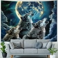 thumbnail image 4 of Orinice Wolfs Moon Sky Tapestry Wall Hanging Unique Style Graphic Tapestries Home Wall Decor Art for Living Room Bedroom Apartment Farmhouse Dorm 60x50inch, 4 of 6