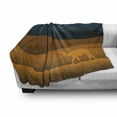 thumbnail image 2 of Desert Soft Flannel Fleece Throw Blanket, Nighttime Dunes and a Camel Stars in the Sky, Cozy Plush for Indoor and Outdoor Use, 60" x 80", Petrol Blue Amber, by Ambesonne, 2 of 5