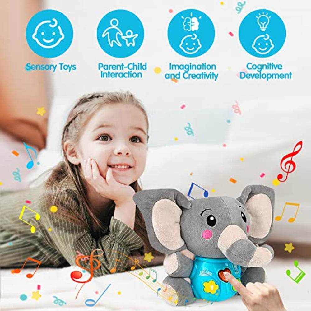 Dsseng Plush Elephant Music Baby Toys Cute Stuffed Animal Light Up Baby Toys Newborn Baby Musical Toys for Infant Babies Boys & Girls Toddlers