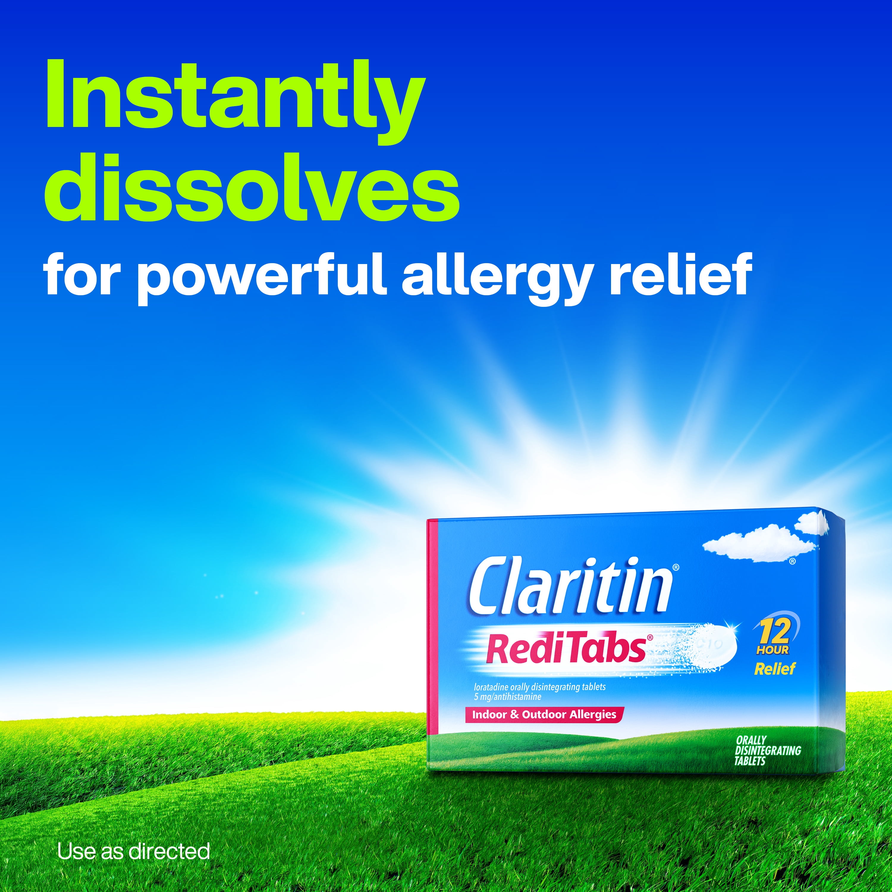 Claritin RediTabs 12 Hour Non-Drowsy Allergy Medicine, Loratadine Antihistamine Tablets, 30 Ct