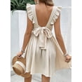 thumbnail image 2 of CUPSHE Women's Mini Dress V Neck Flutter Sleeve Cotton Self Tie Back A Line Short Summer Cover Up Dress, 2 of 5