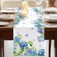 thumbnail image 3 of Table Runners 36 Inches Long Dress Scarves, Blue Hydrangea Farmhouse Kitchen/Dining Table Runner, Short Coffee Tablerunners, Farmhouse Butterfly Spring Floral 13x36 Inch, 3 of 9