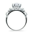 thumbnail image 6 of Art Deco Ring Sunflower Design Round Cubic Zirconia White Tone 925 Sterling Silver, Size 5, 6 of 7